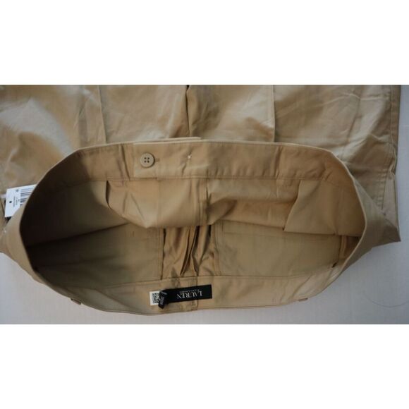 Lauren Ralph Lauren Women's Sz 16 Tan Pleated Cotton Twill Cropped Pants - Picture 5 of 11